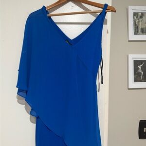 Bebe Blue Asymmetrical One Shoulder Cocktail Dress